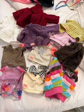 25 pc Assorted Kids Clothing Set - Multicolor Stripe Hoodie & Purple Cat Sweater